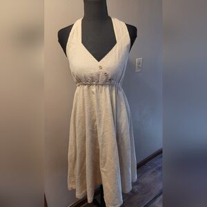 Tulle Seersucker 50s Style  Halter Top Dress 100% Cotton Dress LARGE